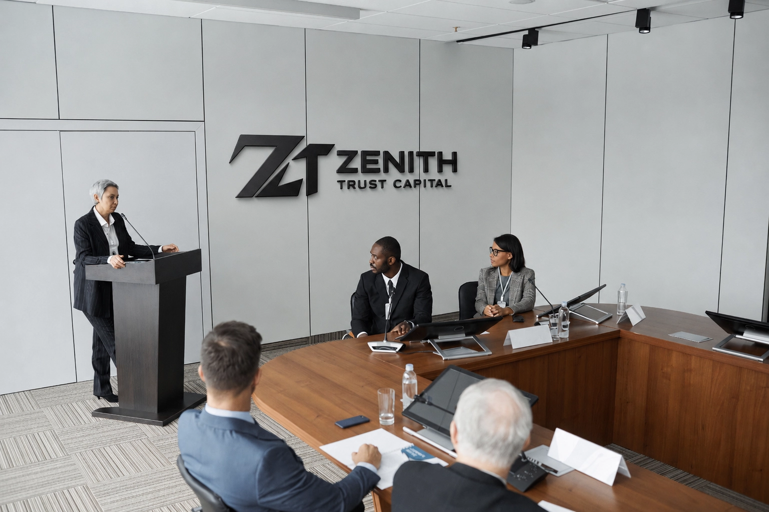 Professional investment advisors discussing investment opportunities